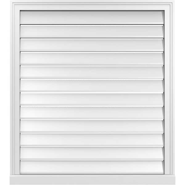 Ekena Millwork 34" x 38" Rectangular White PVC Paintable Gable Louver Vent Functional