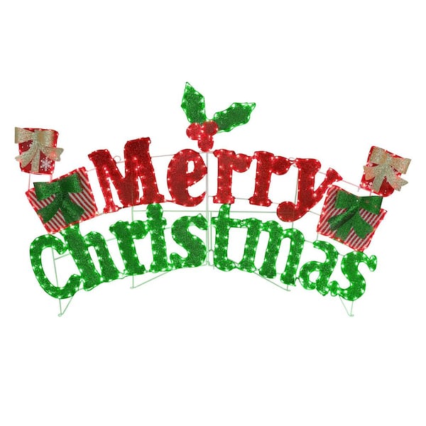 6 ft. 2-in-1 Merry Christmas Sign Outdoor Holiday Yard Decoration Red and Green LED
