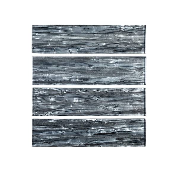 Jeffrey Court Abalone Gray 3 in. x 12 in. Glossy Glass Wall Tile (1 sq. ft./Pack)