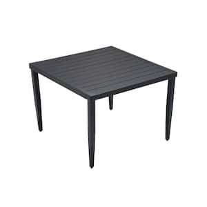 Loft 40 in. x 40 in. Aluminum Outdoor Patio Dining Table with Umbrella Hole, Ember Black