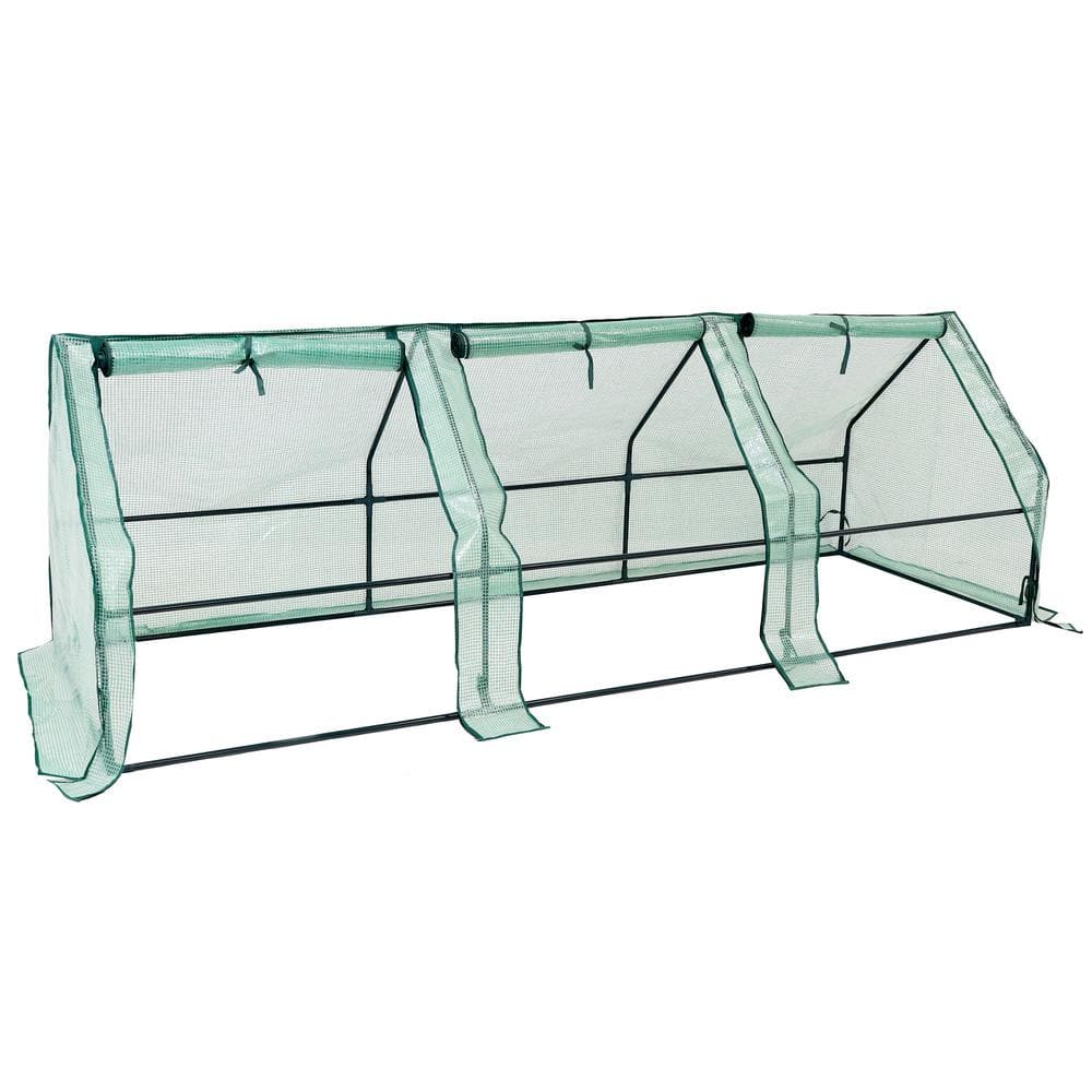 Sunnydaze Green 106" Polyethylene Mini Cloche Greenhouse with Iron Frame
