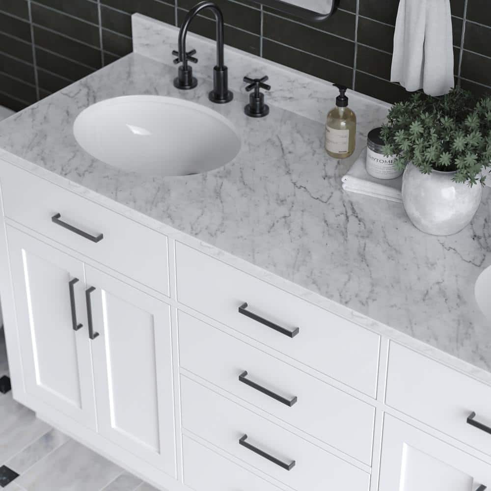 Hepburn 67" White Marble Top Double Basin Freestanding Vanity