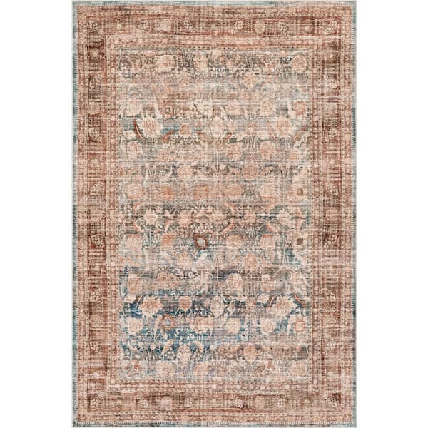 Meyden Bordered Traditional Washable Area Rust 6 ft. x 9 ft. Indoor Area Rug