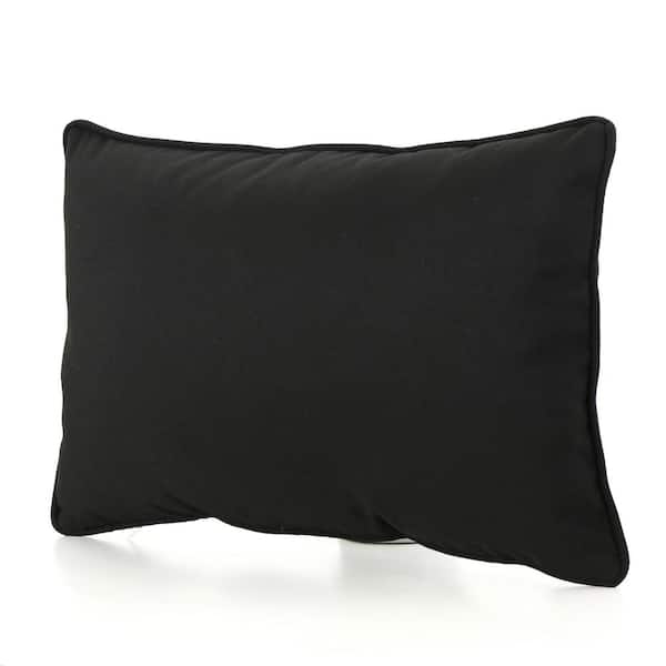 OLUMAT Black Rectangular Outdoor Bolster Pillow