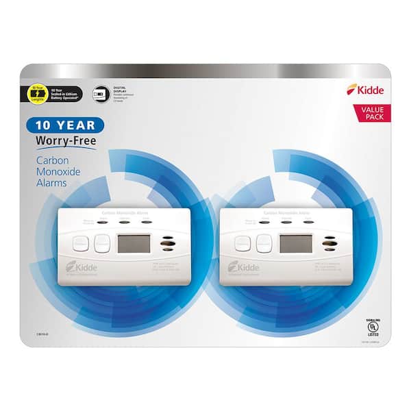 Kidde 10-Year Worry-Free Battery Carbon Monoxide Detector with Digital Display (2-Pack) 21030009