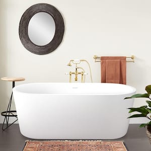 59 in. x 28 in. Freestanding Soaking Bathtub with Center Drain in White