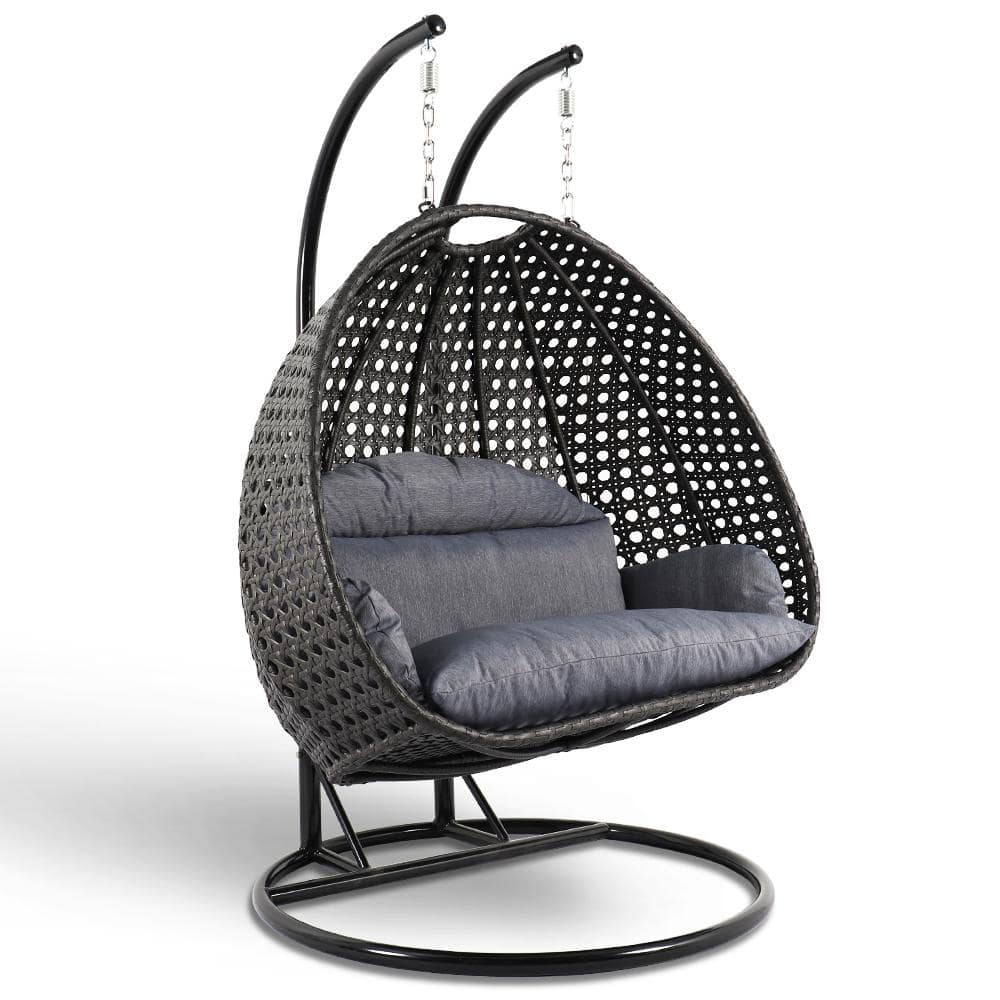 grey crescent rattan hanging chair