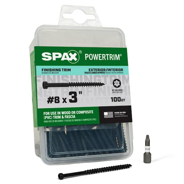 #8 x 3 in. Black Powertrim Exterior and Interior T10 T-Star Plus Trim Head Powertrim (100-Pieces)