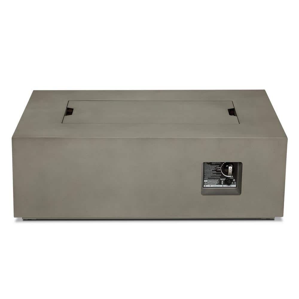 Mist Gray Rectangular Gas Fire Pit Table with Steel Frame
