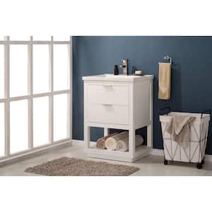 Klein 24 in. W x 18 in. D Bath Vanity in White with Porcelain Vanity Top in White with White Basin