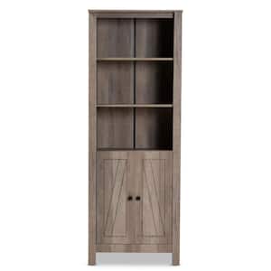 Derek 75.4 in. Rustic Oak 5-Shelf Standard Bookcase