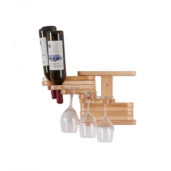 FUNKOL 10-Bottle Natural Pine Wall Mounted Wine Rack