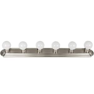 36 in. 6-Light Brushed Nickel Bath Vanity Light Bar Wall Fixture