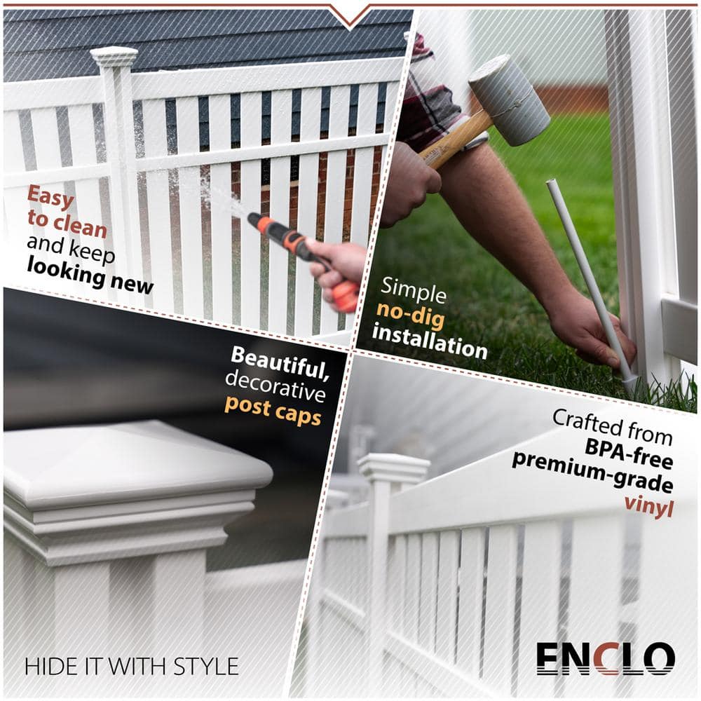 Hartford White Vinyl 4ft x 3.6ft No-Dig Privacy Screen Kit