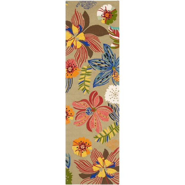 SAFAVIEH Four Seasons Light Olive/Green 2 ft. x 8 ft. Floral Runner Rug