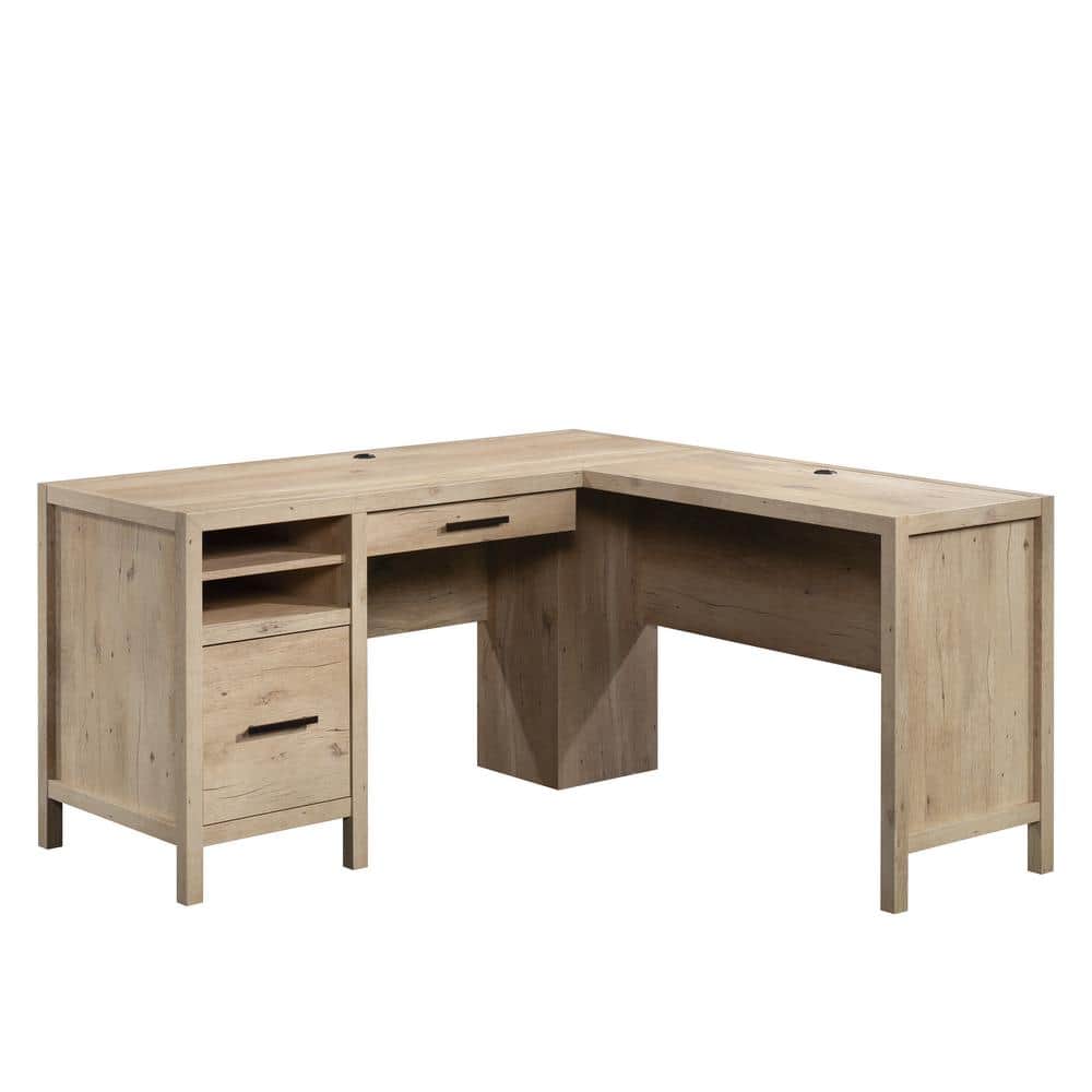 UPC 042666117135 product image for Pacific View 58.465 in. L-Shaped Prime Oak Secretary Desk with File Storage | upcitemdb.com