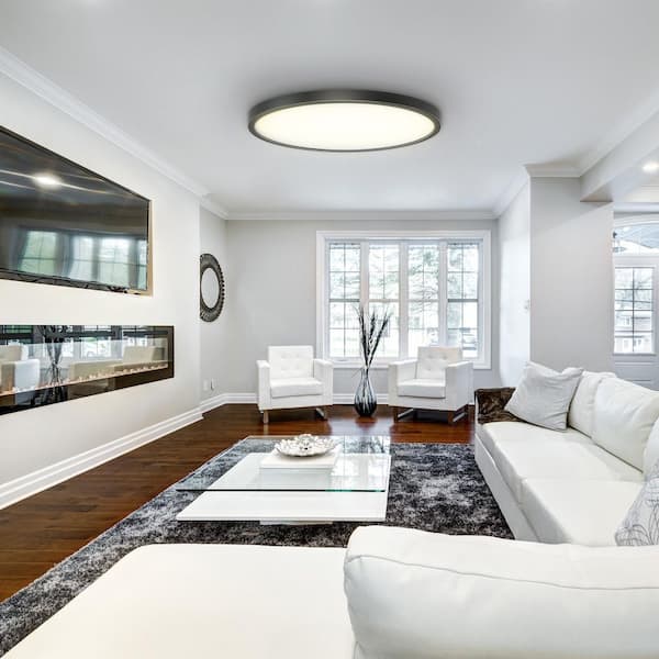 24 in. 48-Watt 3050 Lumens Black Integrated LED Flat Panel Light Flush Mount Ceiling Light with 5CCT Selectable