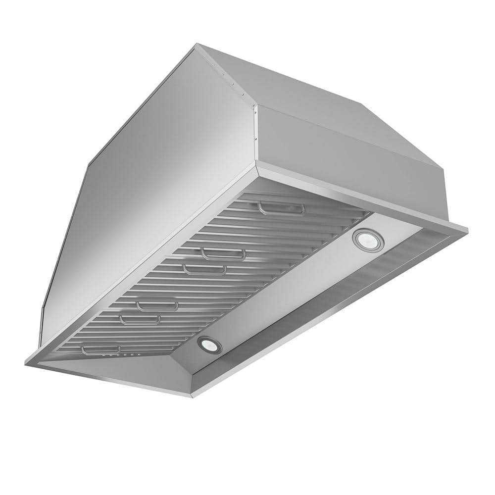 Ancona Chef Insert 34 in. Range Hood with LED in Stainless Steel, Silver