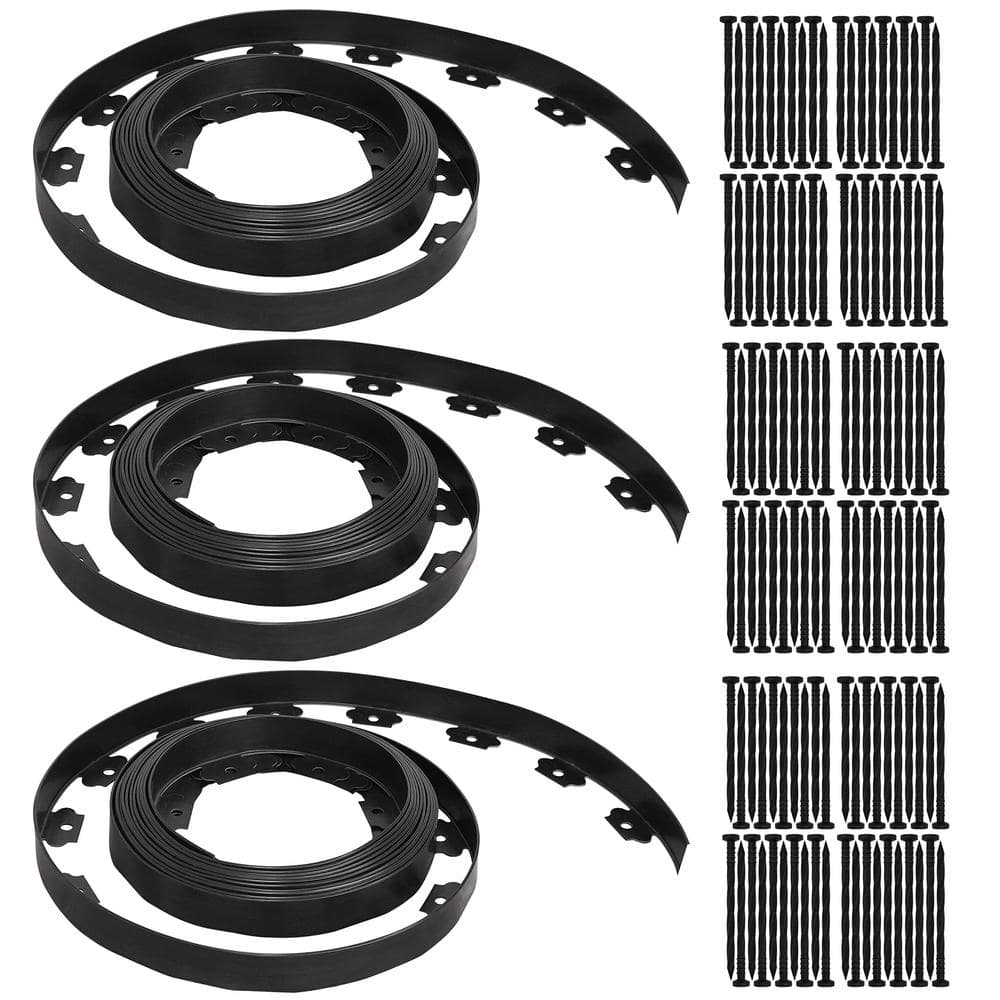 1200 in. 100 ft. x 1.5 in. Black Plastic Garden Edging Coil, Landscape Edging Kit with 120-Pieces Spikes for Lawn price history on PriceWatchPro