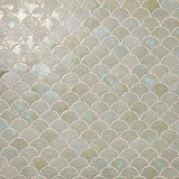 Beta Jade Green 2.44 in. x 5 in. Fishscale Textured Glossy Ceramic Wall Tile (4.06 sq. ft./Case)