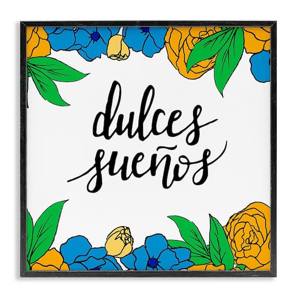 Stupell Industries Sweet Dreams Flowers by SD Graphics Studio Black Framed Typography Giclee Art Print 12 in. x 12 in.