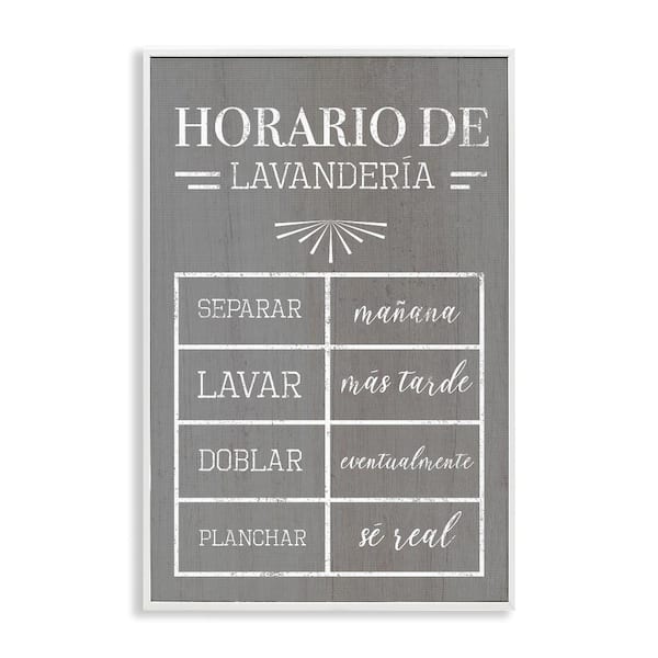 Stupell Industries Laundry Schedule by Lil' Rue White Framed Typography Giclee Art Print 18 in. x 12 in.