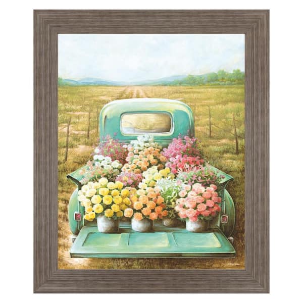 Classy Art "Flowers For Sale" By Deedee Framed Print Nature Wall Art 28 in. x 34 in.