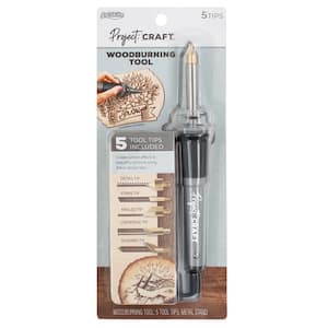 Project Craft Electric Handheld Woodburning Tool Pen with 5 Tips for Wood Crafts and Signs
