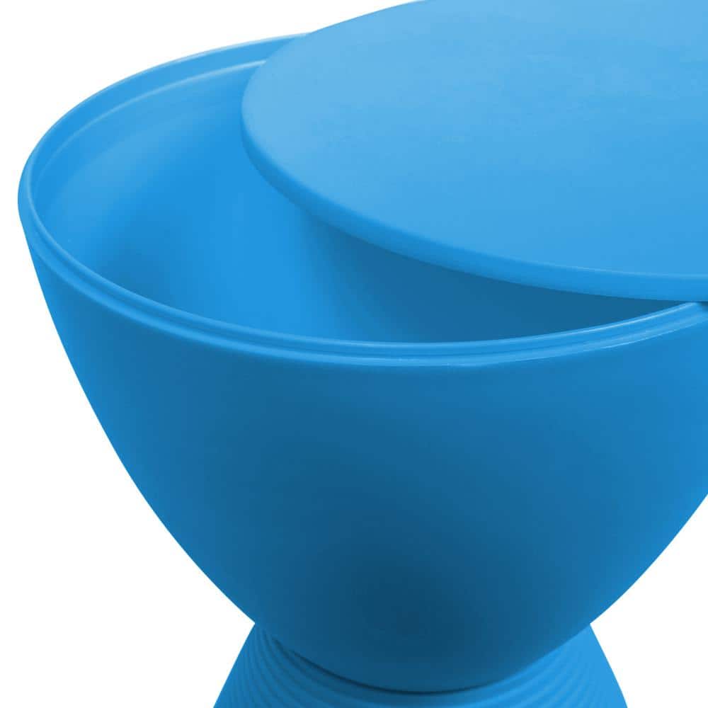 Modern Boyd 12" Round Blue Metal Accent Side Table