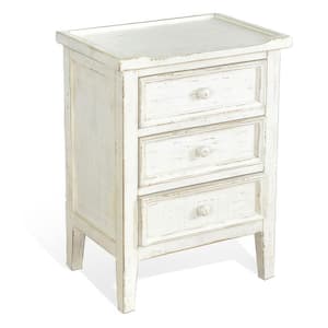 19 in. White Rectangular Wooden Top End Table