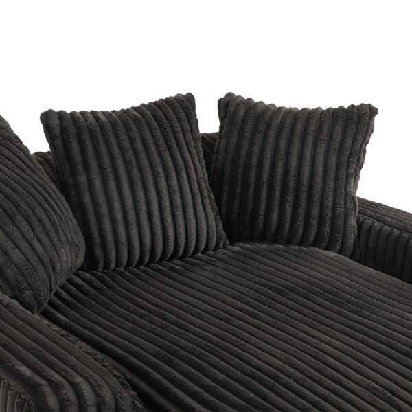 JUJABU 52 in. Black Corduroy Polyester 2-Seater Loveseat with 3
