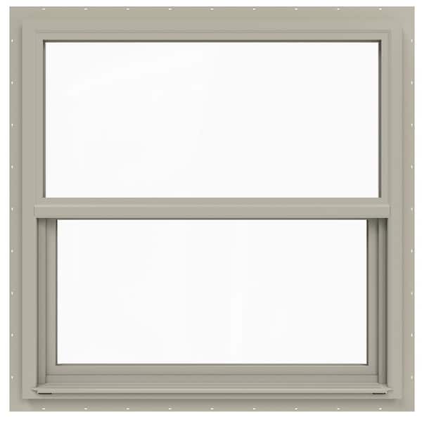 JELD-WEN 36 in. x 36 in. V-4500 Series Desert Sand Single-Hung Vinyl Window with Fiberglass Mesh Screen