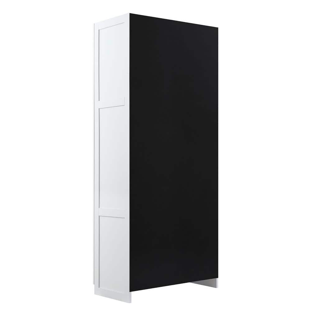 White Matte Freestanding Wardrobe with 7 Shelves