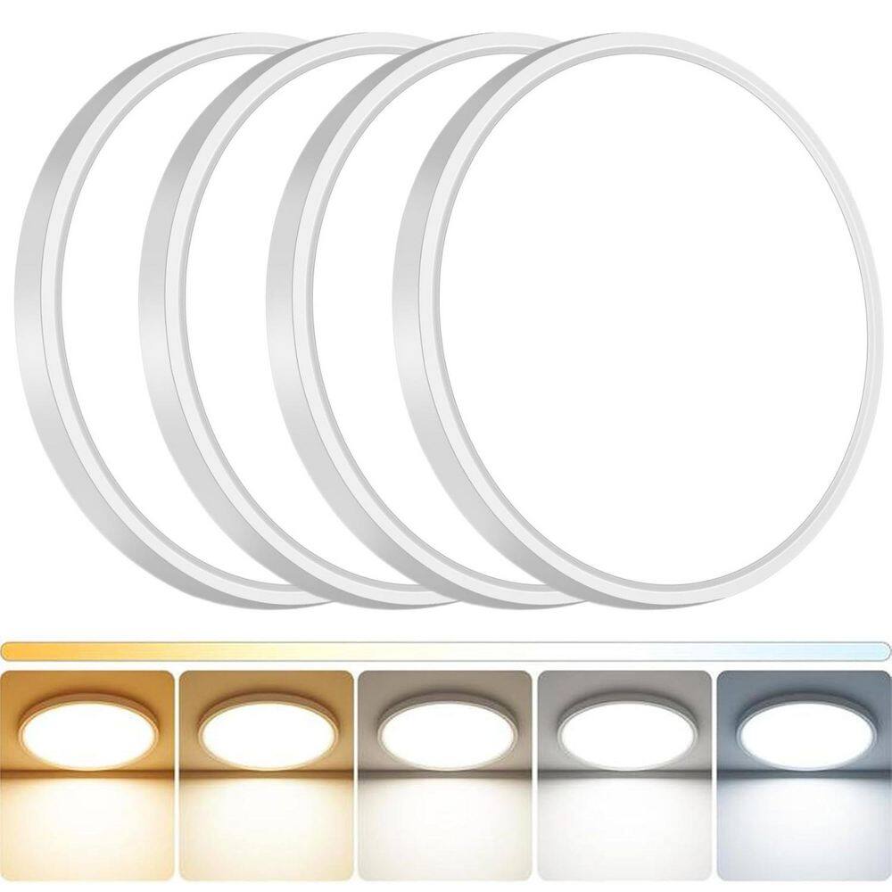 12 in. White LED Flush Mount Ceiling Light 3600LM 3000K to 6500K Selectable Closet Bathroom Laundry Room Lighting 4-Pack price history on PriceWatchPro
