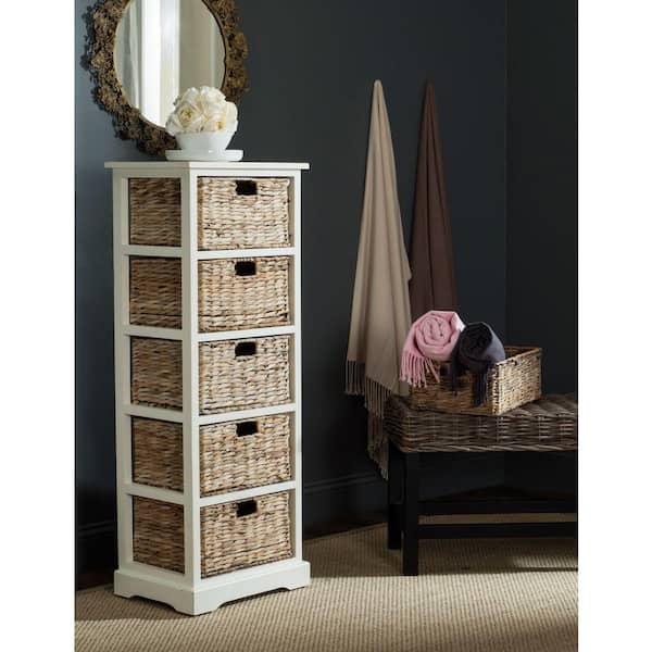 Safavieh Vedette Distressed White, White Dresser With Storage Baskets