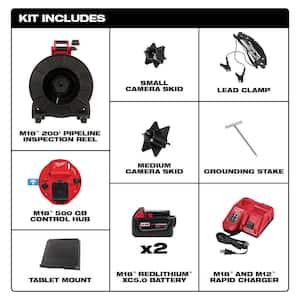 M18 18-Volt Lithium-Ion Cordless 200 ft. Pipeline Inspection System Image Reel Kit with Batteries and Charger