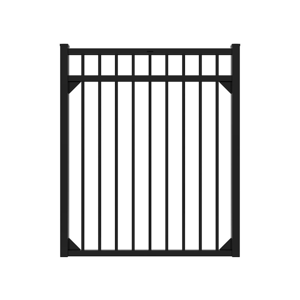 FORTRESS A2 4.5-ft H x 4-ft W Gloss Black Aluminum Flat Top and Bottom Design Walk Gate for Pool Application