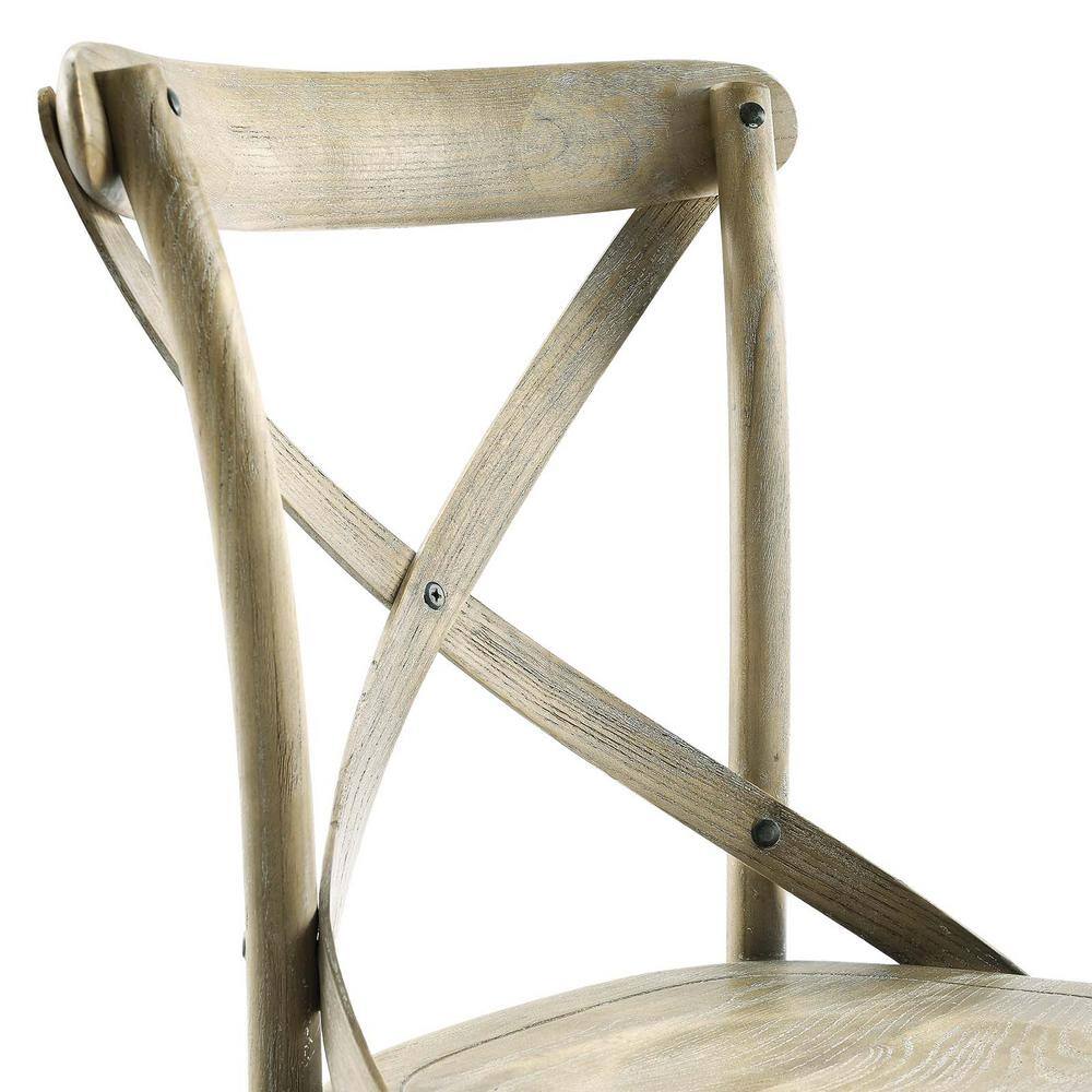 Gray Elm Wood X-Brace Back Dining Side Chair