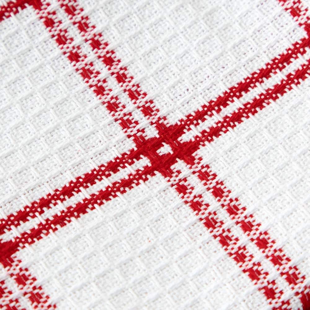 Red and White Cotton Waffle Weave Dishcloth Set, 8-Pack