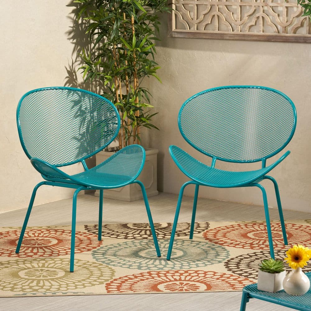Blue Finish Iron Outdoor Dining Chair (Set of 2) price history on PriceWatchPro