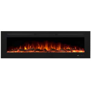 72 in. 1500W/750W Electric Fireplace Recessed Fireplaces with Remote, Overheating Protection, Touch Screen in Black