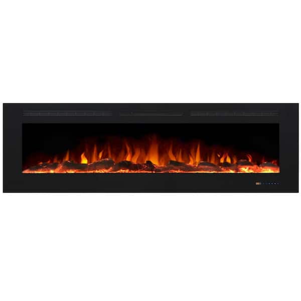 Valuxhome 72 in. Electric Fireplace Recessed with Remote, Overheating Protection, Touch Screen, 1500-Watt x 750-Watt, Black