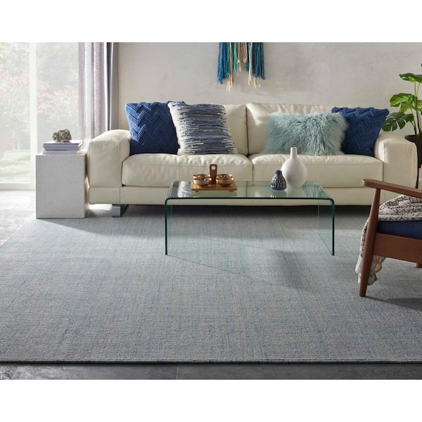 Surface Rapids Blue 15 ft. 59.72 oz. Wool Texture Carpet - Installation Required