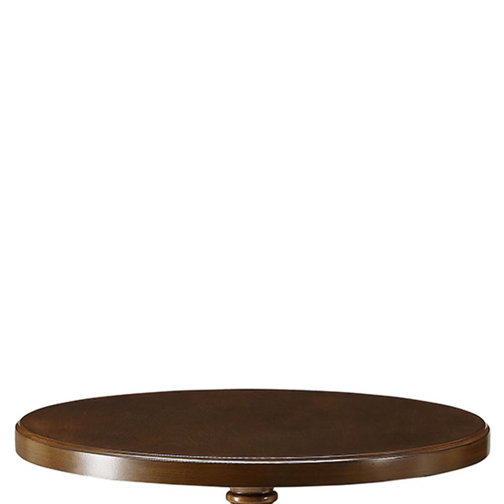 Walnut Brown Round Wood Side Table with Turned Support