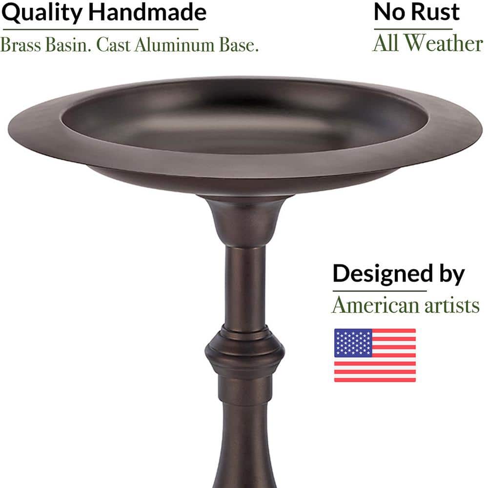 Bronze Pedestal Bird Bath with Decorative Fairy