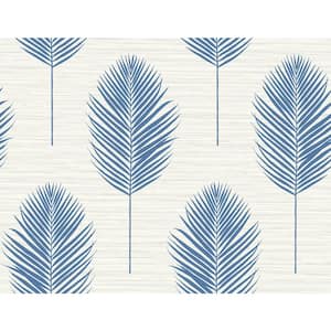 Bali Blue Fern Vinyl Non-Pasted Textured Repositionable Wallpaper