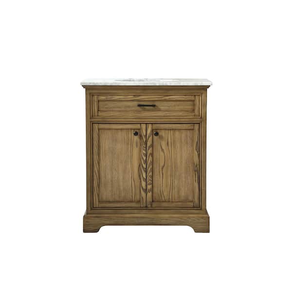 Unbranded Timeless Home 30 in. W x 21.5 in. D x 35 in. H Single Bathroom Vanity in Driftwood with White Marble
