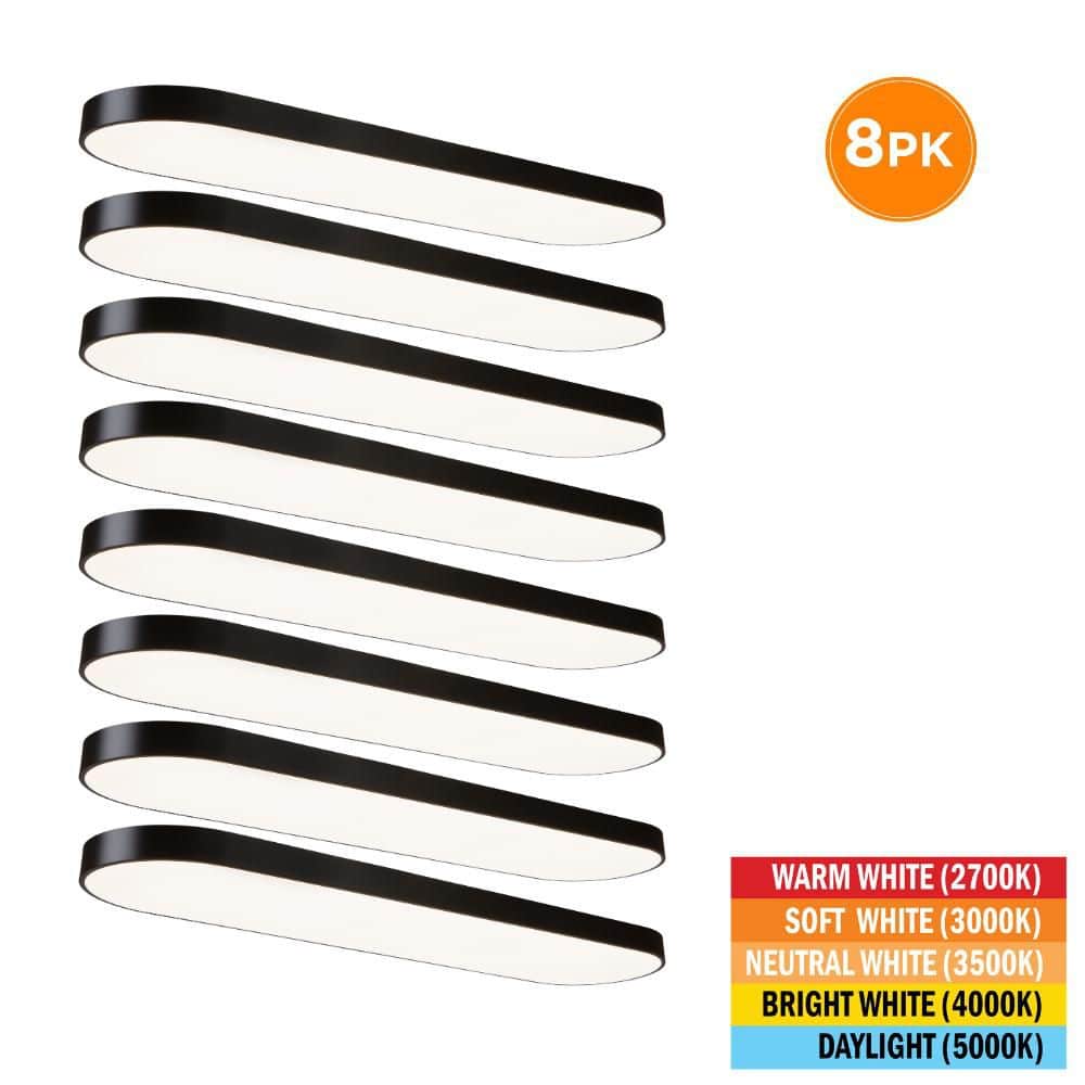 8-Pack 4 ft. x 12 in. Black LED Flush Mount Ceiling Light Fixture 2700K 3000K 3500K 4000K 5000K 4500 Lumens 55-Watt 120V price history on PriceWatchPro
