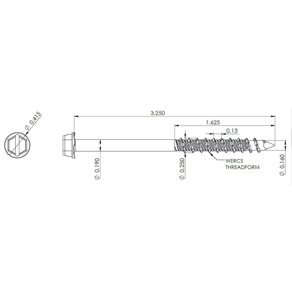 Blue Hex Washer Head Concrete Anchors 1/4 in. x 3-1/4 in. 150CT