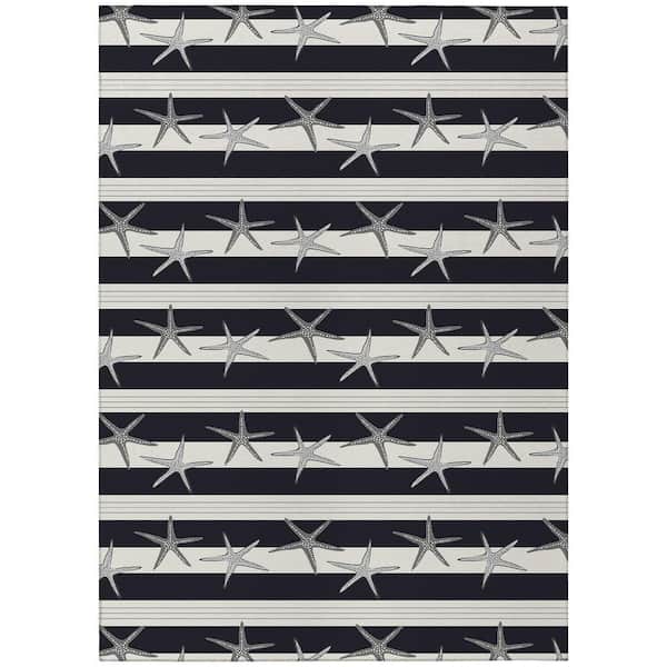 Surfside Black 9 ft. x 12 ft. Geometric Indoor/Outdoor Area Rug